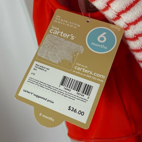 NEW Carter's 6 Months One Piece Swimsuit Bundle Towel Robe Swim Cover Ruffle - Picture 7 of 9